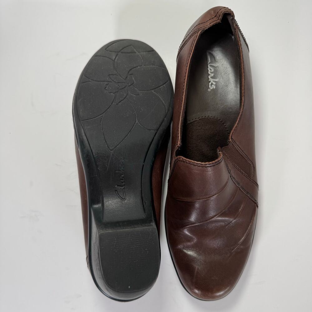 Clarks 89488 Slip On Casual Comfort Patridge Brown Leather Shoes Women Size 8.5 - Picture 6 of 7